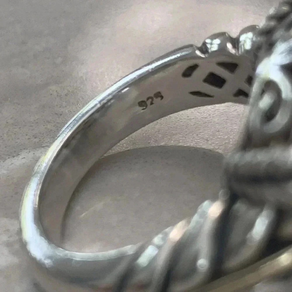 925 Sterling Silver and 14k gold smoky quartz Town and Country Ring size 7 - Picture 11 of 14